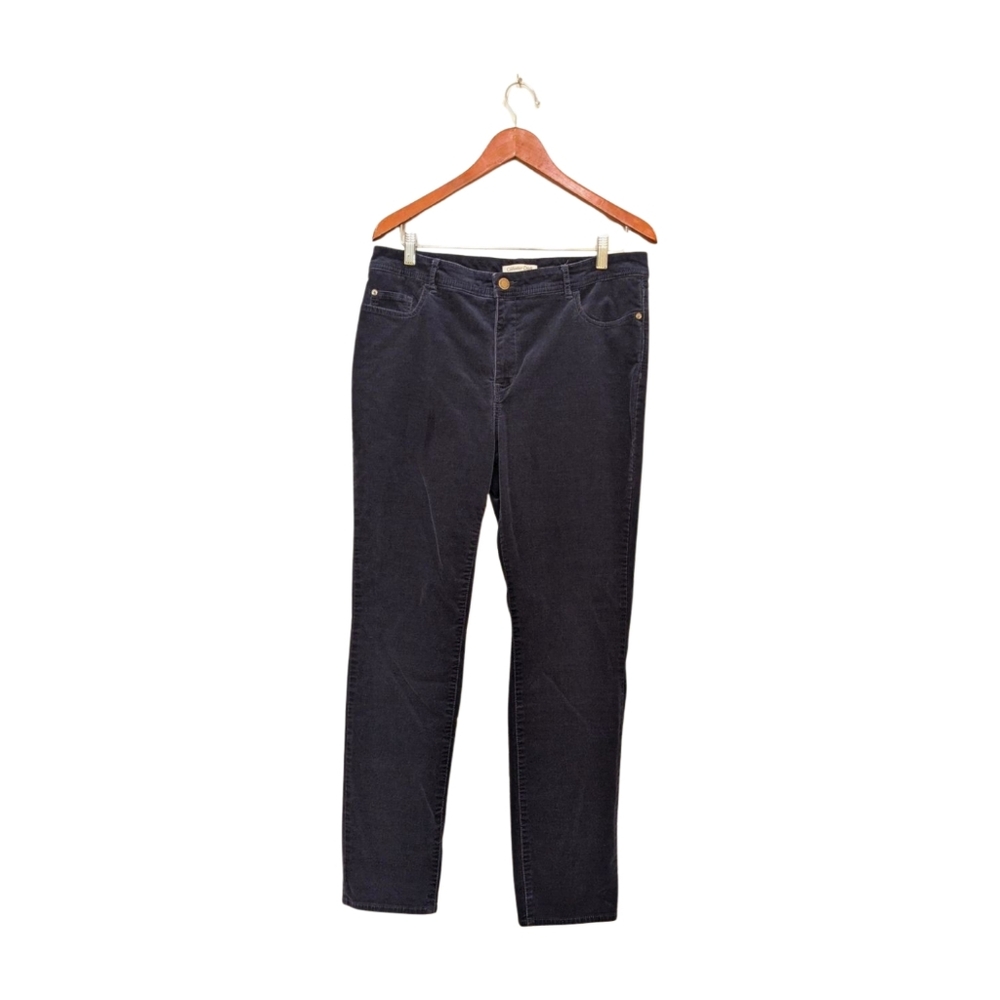 Coldwater Creek Indigo Blue Corduroy Tummy Control Straight Leg Pants 12 L